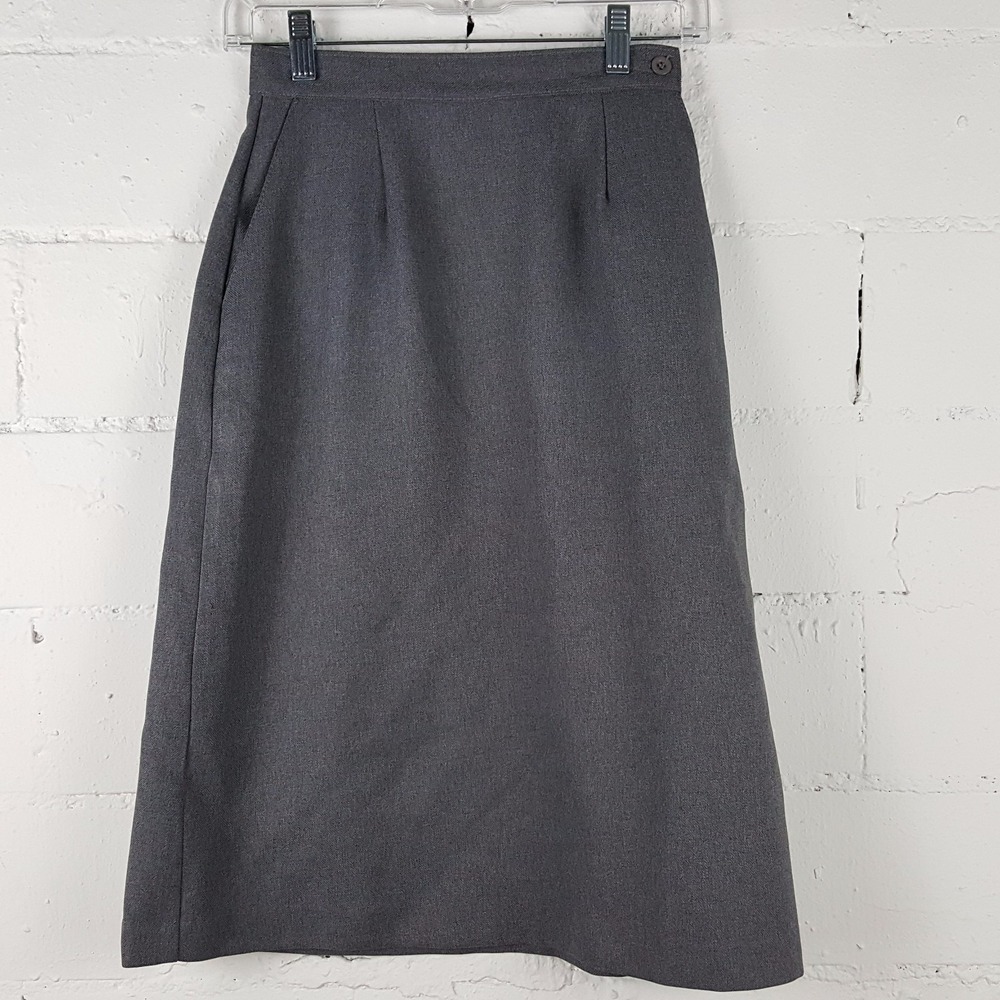 Alicia Womens Skirt Vintage Gray Modest High Waisted Pockets‎ Pleated Size 6